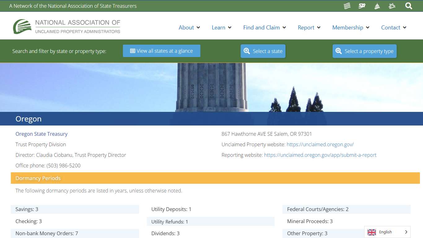 Oregon – National Association of Unclaimed Property Administrators (NAUPA)