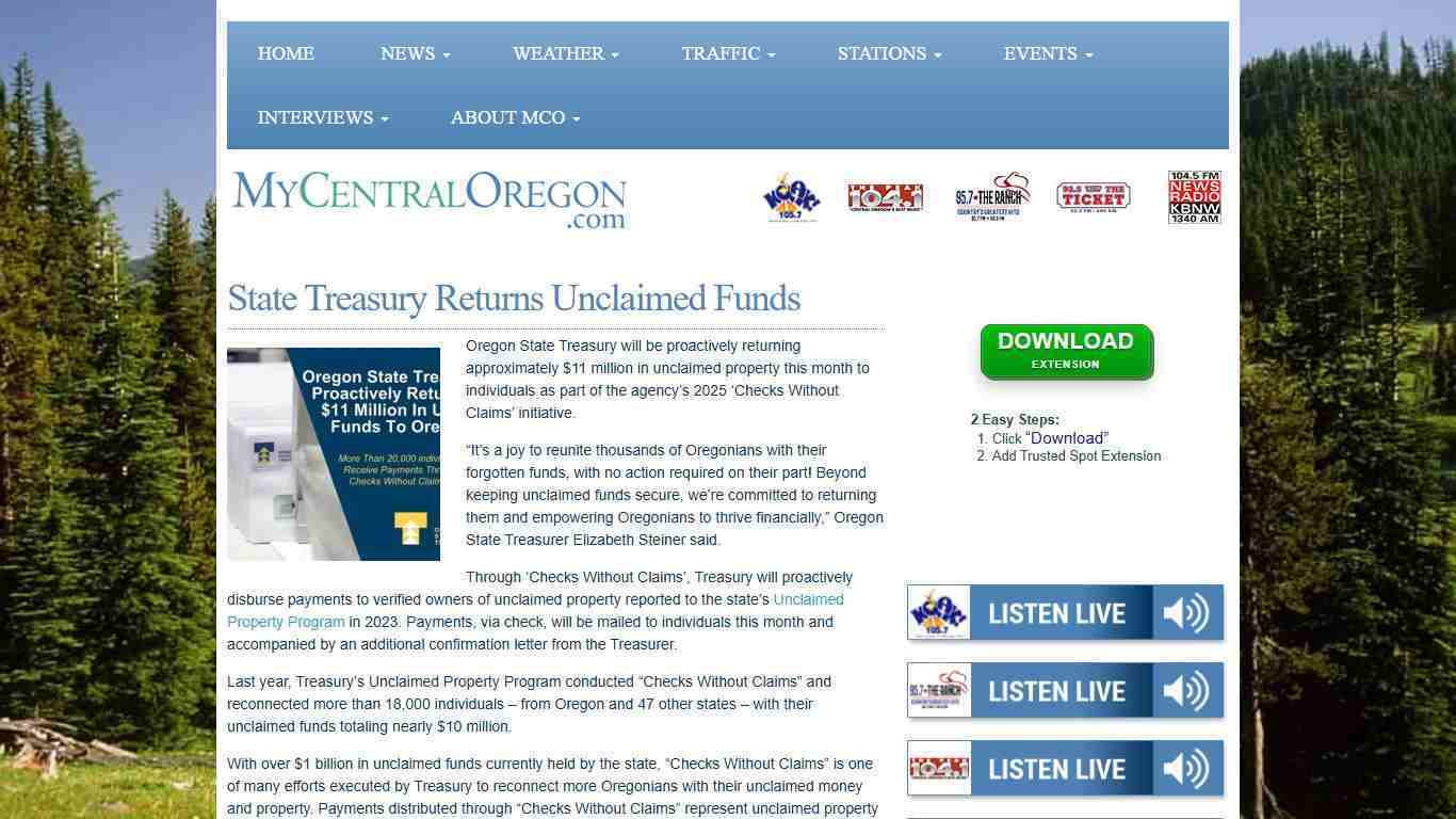 State Treasury Returns Unclaimed Funds | MyCentralOregon.com - Horizon Broadcasting Group, LLC